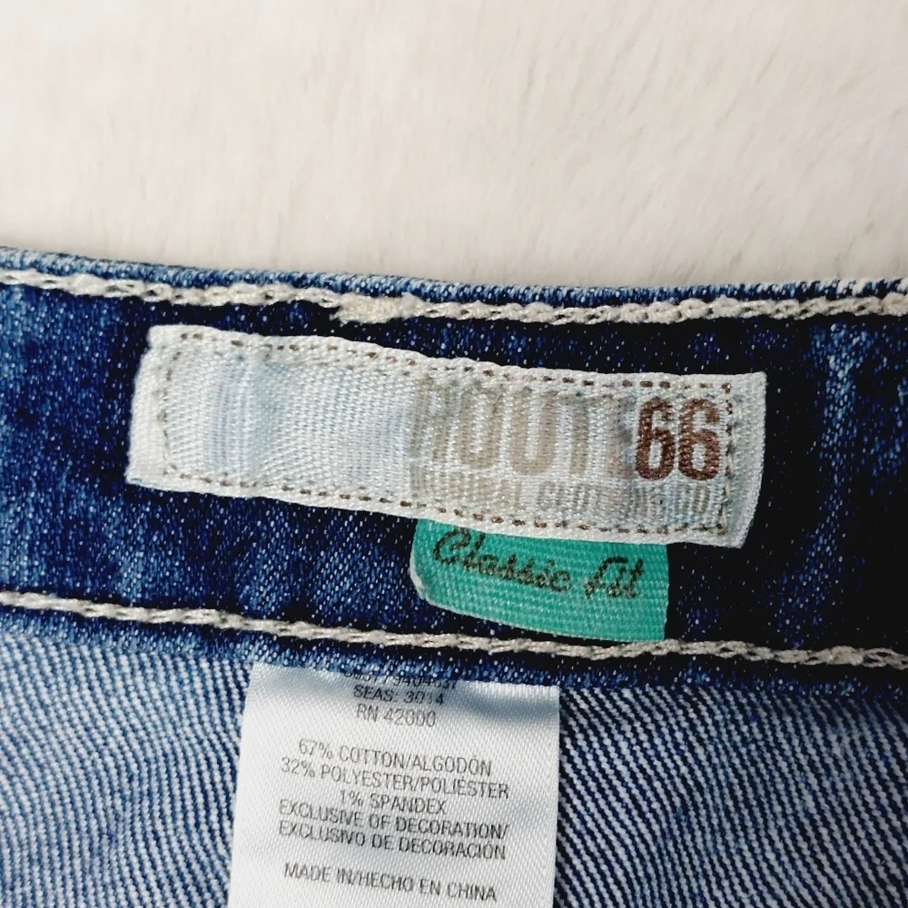Route 66 Classic Fit Pockets Embroidery Summer Fringe Hem Casual Shorts P200